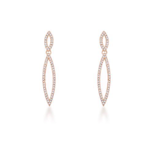 Sara 1.2ct CZ Rose Gold Delicate Double Teardrop Drop Earrings