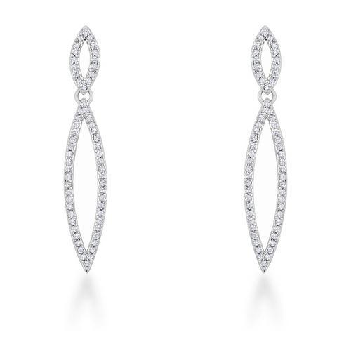 Sara 1.2ct CZ Rhodium Delicate Double Teardrop Drop Earrings