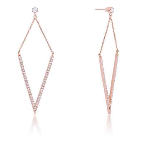 Michelle 1.2ct CZ Rose Gold Delicate Pointed Drop Earrings