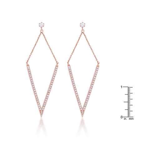 Michelle 1.2ct CZ Rose Gold Delicate Pointed Drop Earrings