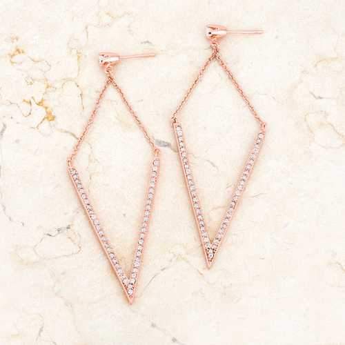 Michelle 1.2ct CZ Rose Gold Delicate Pointed Drop Earrings