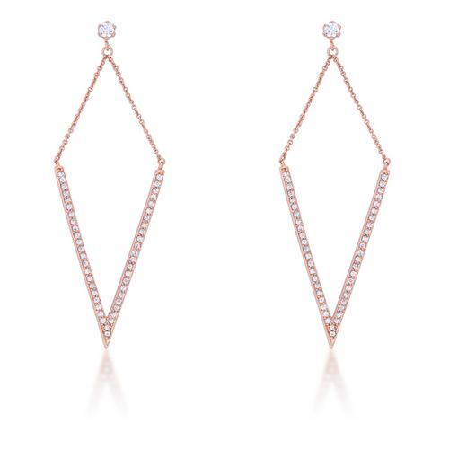 Michelle 1.2ct CZ Rose Gold Delicate Pointed Drop Earrings