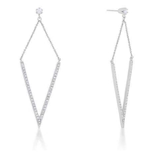 Michelle 1.2ct CZ Rhodium Delicate Pointed Drop Earrings