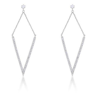 Michelle 1.2ct CZ Rhodium Delicate Pointed Drop Earrings