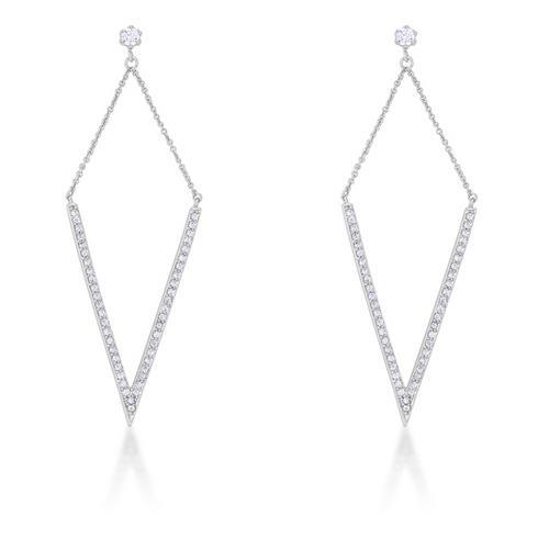 Michelle 1.2ct CZ Rhodium Delicate Pointed Drop Earrings