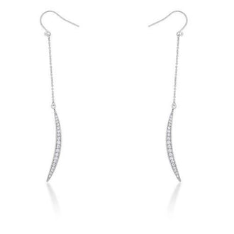 Luna 0.5ct CZ Rhodium Delicate Moon Drop Earrings