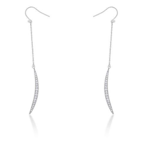 Luna 0.5ct CZ Rhodium Delicate Moon Drop Earrings