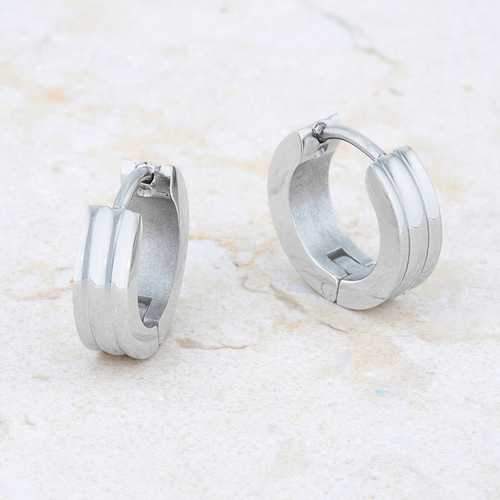 Marlene Rhodium Stainless Steel Small Hoop Earrings