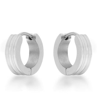 Marlene Rhodium Stainless Steel Small Hoop Earrings