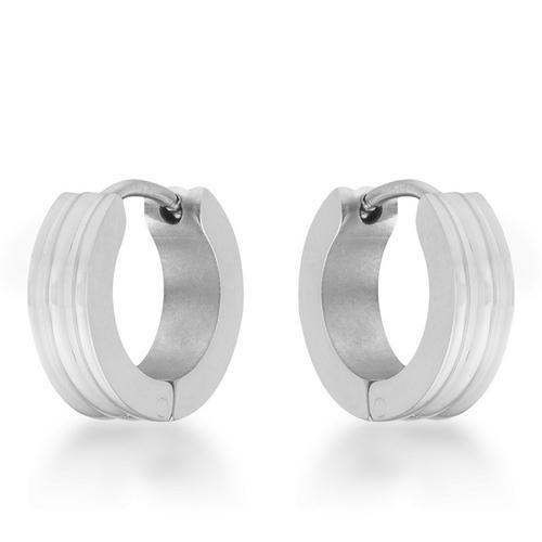 Marlene Rhodium Stainless Steel Small Hoop Earrings