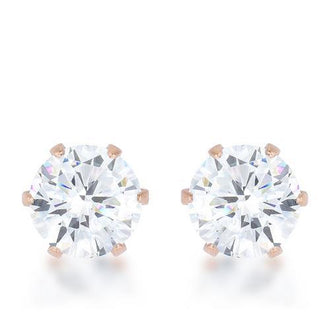 Reign 3.4ct CZ Rose Gold Stainless Steel Stud Earrings