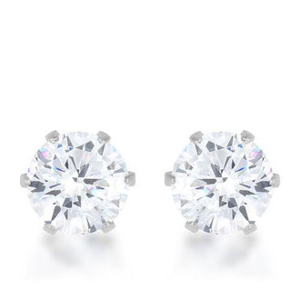 Reign 3.4ct CZ Rhodium Stainless Steel Stud Earrings