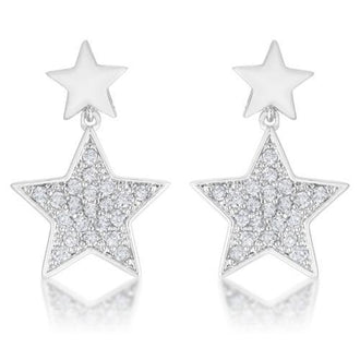 Bianca 0.5ct CZ Rhodium Star Drop Earrings