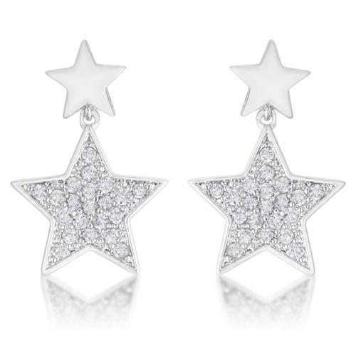 Bianca 0.5ct CZ Rhodium Star Drop Earrings