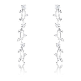 1.1Ct Vine Design Rhodium Earrings