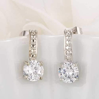 Antique Round Clear CZ Drop Earrings