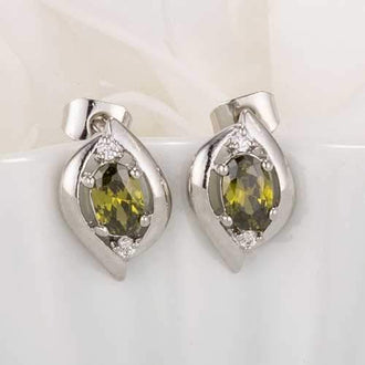 Antique Green Oval CZ Earrings