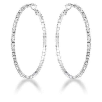 3.85Ct Silvertone Cup Chain Hoop Earrings