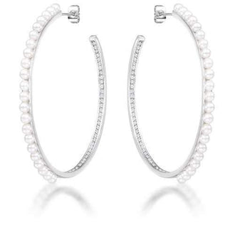 Inside Out .8Ct Cubic Zirconia and Pearl Hoops