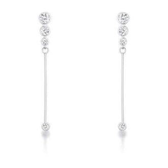 1.2Ct Graduated Rhodium Plated Drop Cubic Zirconia Earrings.