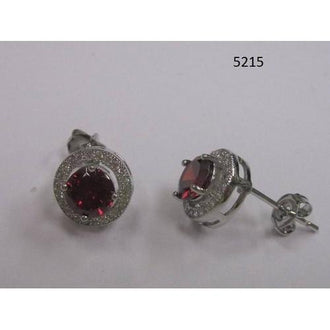 Round CZ Earring Red