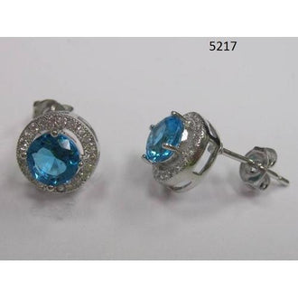 Round CZ Earring Aqua