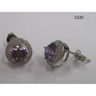 Round CZ Earring Lavender