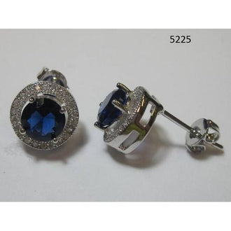 Round CZ Earring Blue