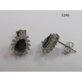 Pear-Shaped CZ Earring Black