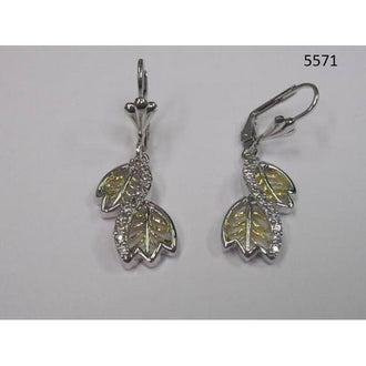 Twotone Drop Earring with CZ