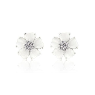 White Flower Nouveau Earrings