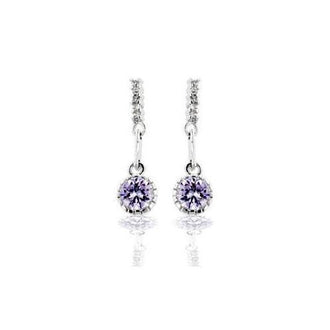 Lavender Cubic Zirconia Dangle Earrings