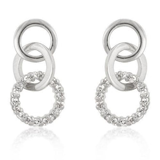 Rhodium Plated Finish Triplet Hooplet Earrings