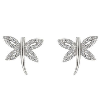 Cubic Zirconia Dragonfly Earrings