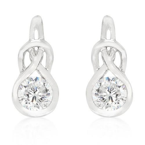 Solitaire Bezel Set Cubic Zirconia Earrings