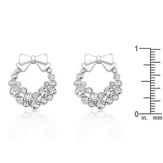 Holiday Wreath Clear Crystal Earrings