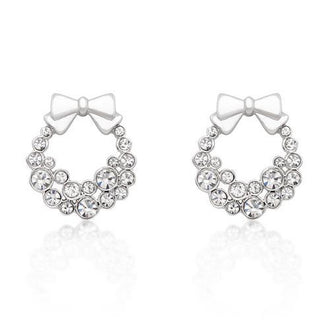 Holiday Wreath Clear Crystal Earrings