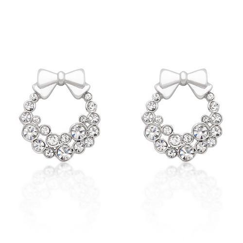 Holiday Wreath Clear Crystal Earrings