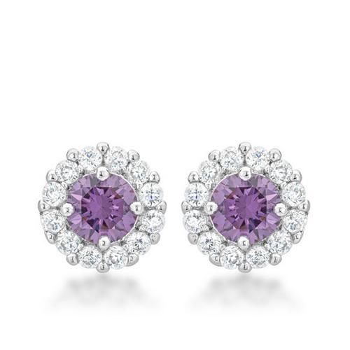 Bella Bridal Earrings in Purple