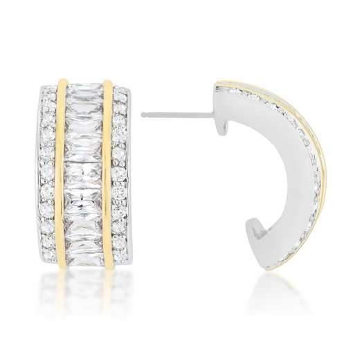 Two-Tone Three Row Earrings