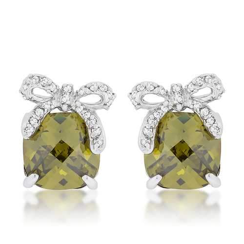 Olivine Drop Earrings with Bow