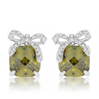 Olivine Drop Earrings with Bow