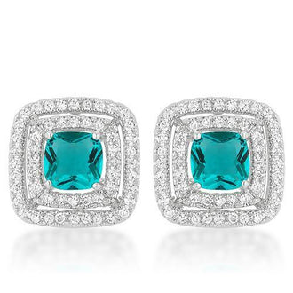 Aqua Halo Stud Earrings