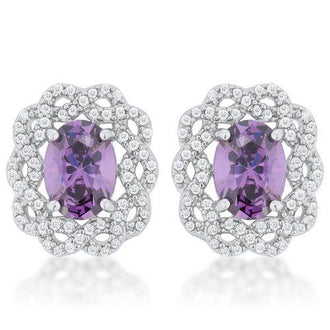 Amethyst Oval Stud Earrings