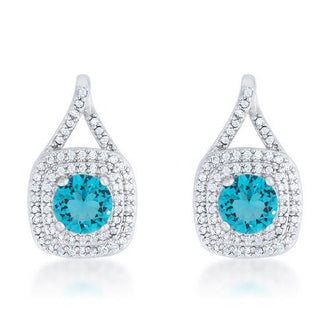 Christal 2.3ct Aqua CZ Rhodium Classic Drop Earrings