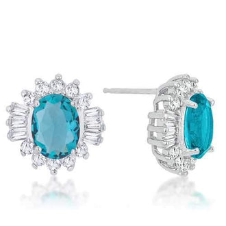 Chrisalee 3.3ct Aqua CZ Rhodium Classic Stud Earrings