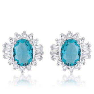 Chrisalee 3.3ct Aqua CZ Rhodium Classic Stud Earrings