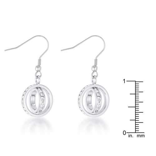 Tera 1.25ct CZ Rhodium Double Ring Drop Earrings