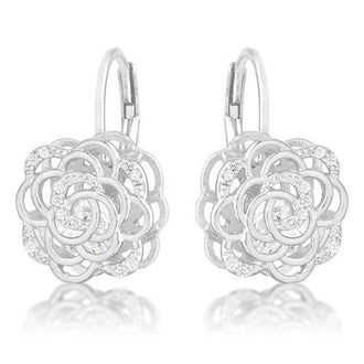 Maya 1.5ct CZ Rhodium Rose Drop Earrings