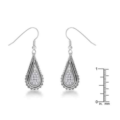 .45 Ct Tear Drop Rhodium Earrings with CZ